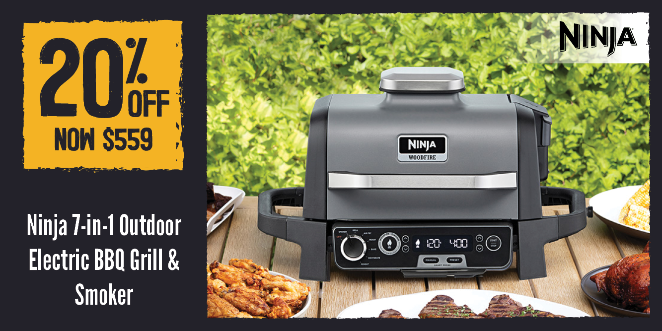 Now $649 Save $50 Ninja 7-in-1 Outdoor Electric BBQ Grill & Smoker | Shop Now